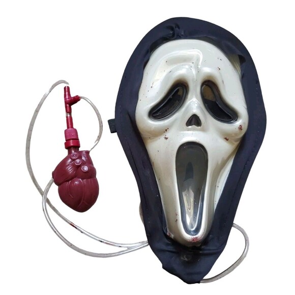 VTG SCREAM Mask Ghostface with Blood Pump Heart Original 90s(?) Halloween FLAWS - Picture 1 of 7